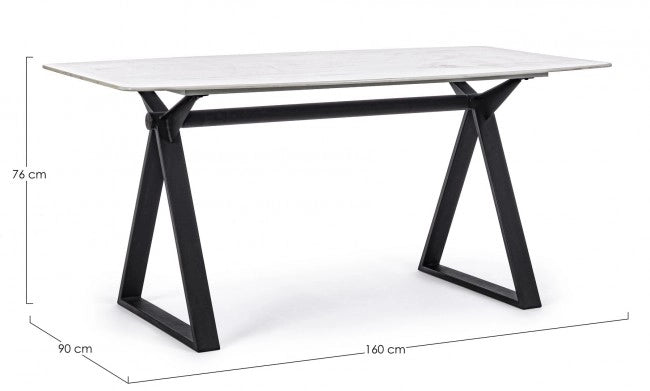 Tavolo Vetro Nero Moderno da Interno 160x90 cm - LUNA