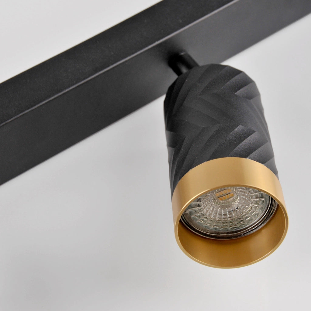Lampada parete/soffitto 2 luci nero oro GU10 Arras Polux