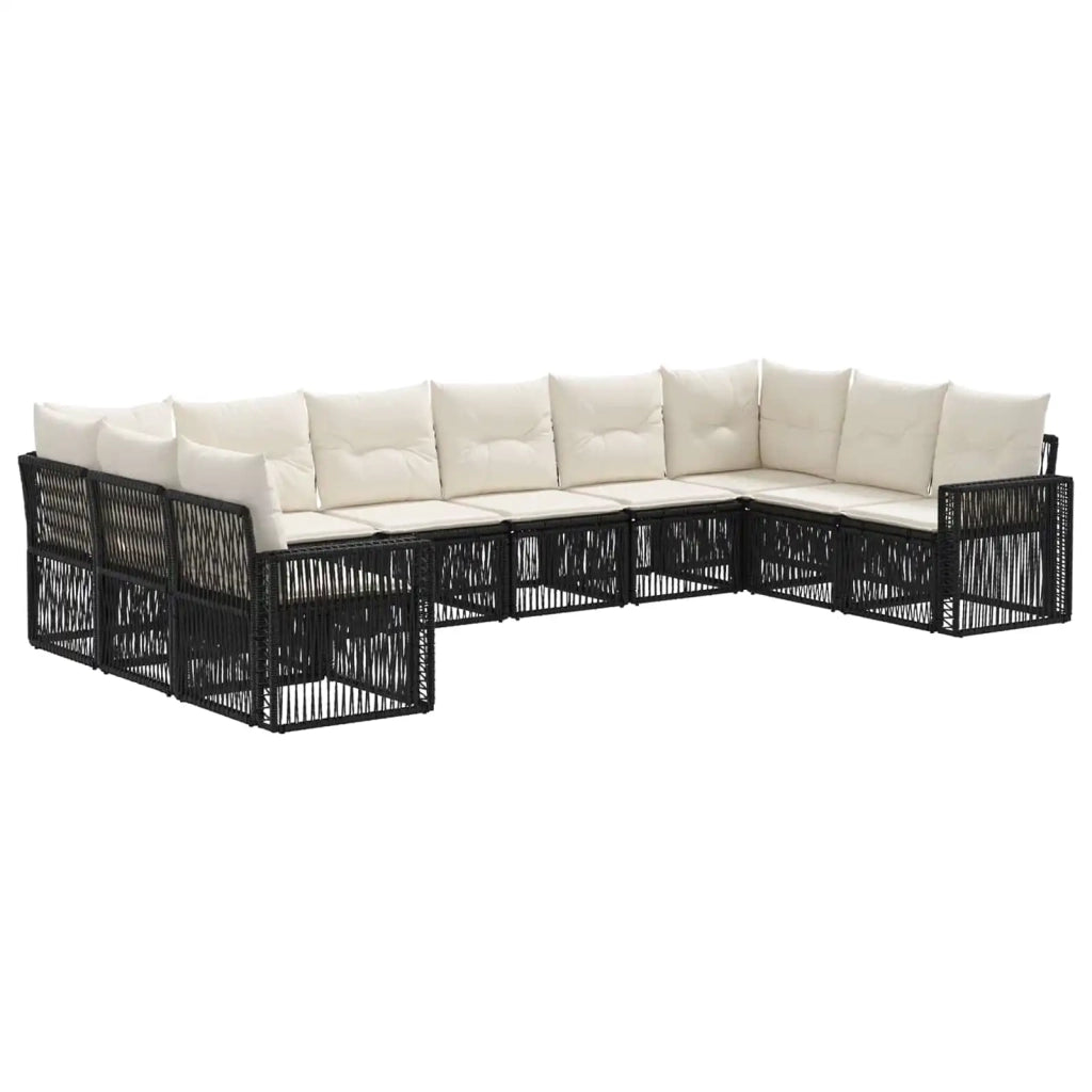 Set Divano da Giardino 10 pcs Nero e Bianco Crema polyrattan 3435232