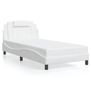 Letto singolo | Letto per adulti | Giroletto Viana senza Materasso Bianco 100x200 cm in Similpelle