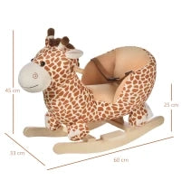 Cavallo a Dondolo in Legno Giraffa per i Bambini 60x33x45cm