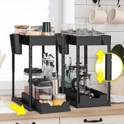 Cassetta per cucina sotto il lavello - 2 livelli cassetta per contenitori scorrevoli per cucine - bagni e spazi chiusi - nero