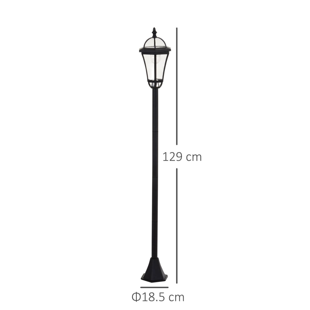 Lampada Solare Da Giardino Doppia Ø18,5 X H129 Cm Plastica Nera Per Esterni Con Sensore Crepuscolare
