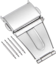Cinturino orologio pieghevole in acciaio inossidabile 20mm con chiusura a bottone a pressione, colore argento, estensione