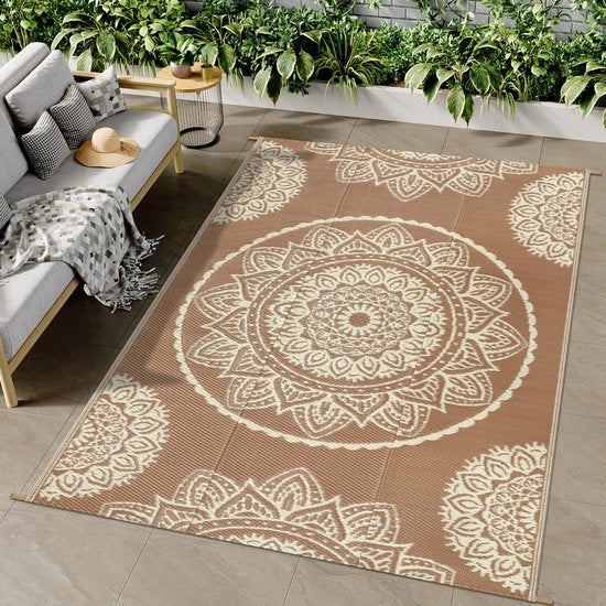 Tappeto per esterno 150 x 245 cm - Impermeabile - Reversibile - Plastica - Leggero - Resistente al tempo - Tappeto per giardino