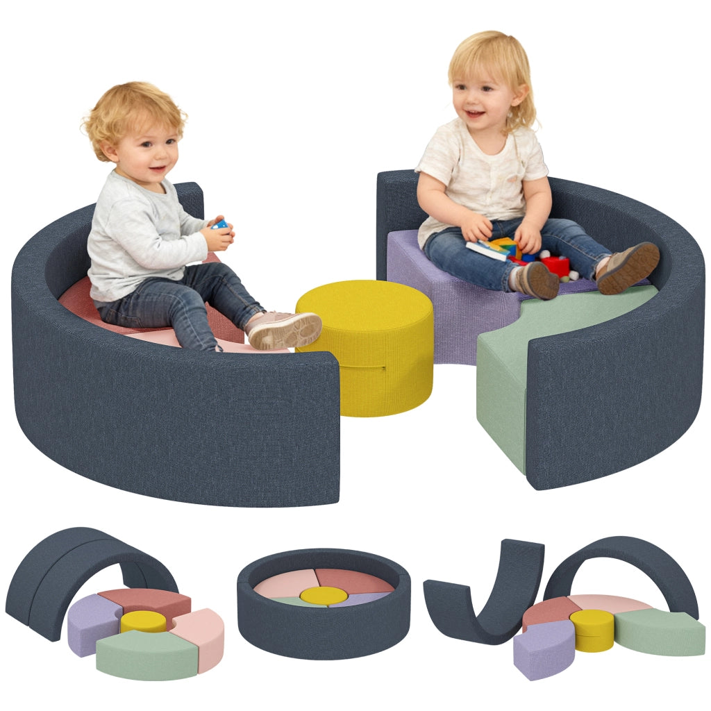 Tappeto motricita' bebe' 7 pezzi con copertura lavabile ¨C zephmum ¨C 107x107x30 cm multicolore
