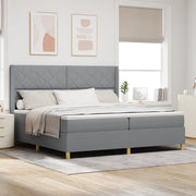 Letto a molle con materasso  Grigio chiaro 200x200 cm Tessuto