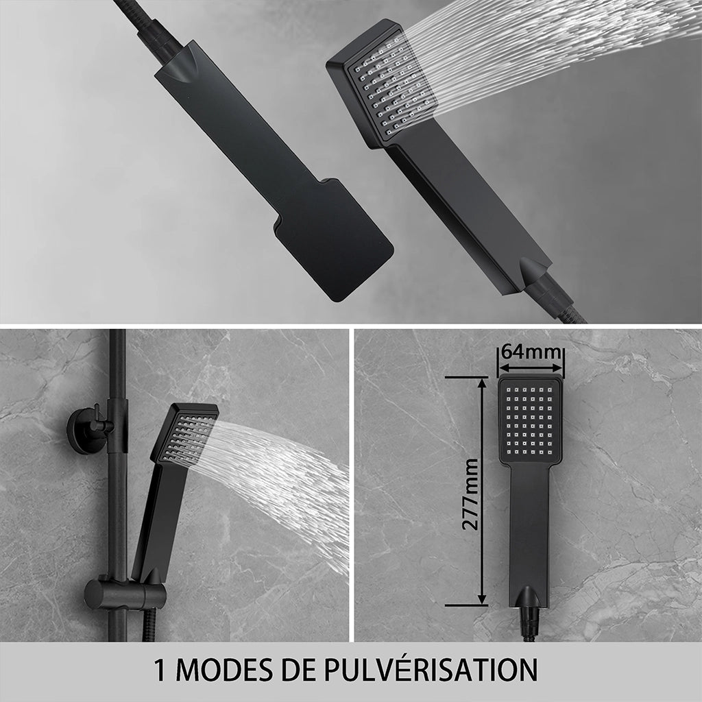 AICA Colonna Doccia con Miscelatore Termostatico, Set Doccia con Soffione a 20cm Pioggia e 40x280mm Rubinetto Nero
