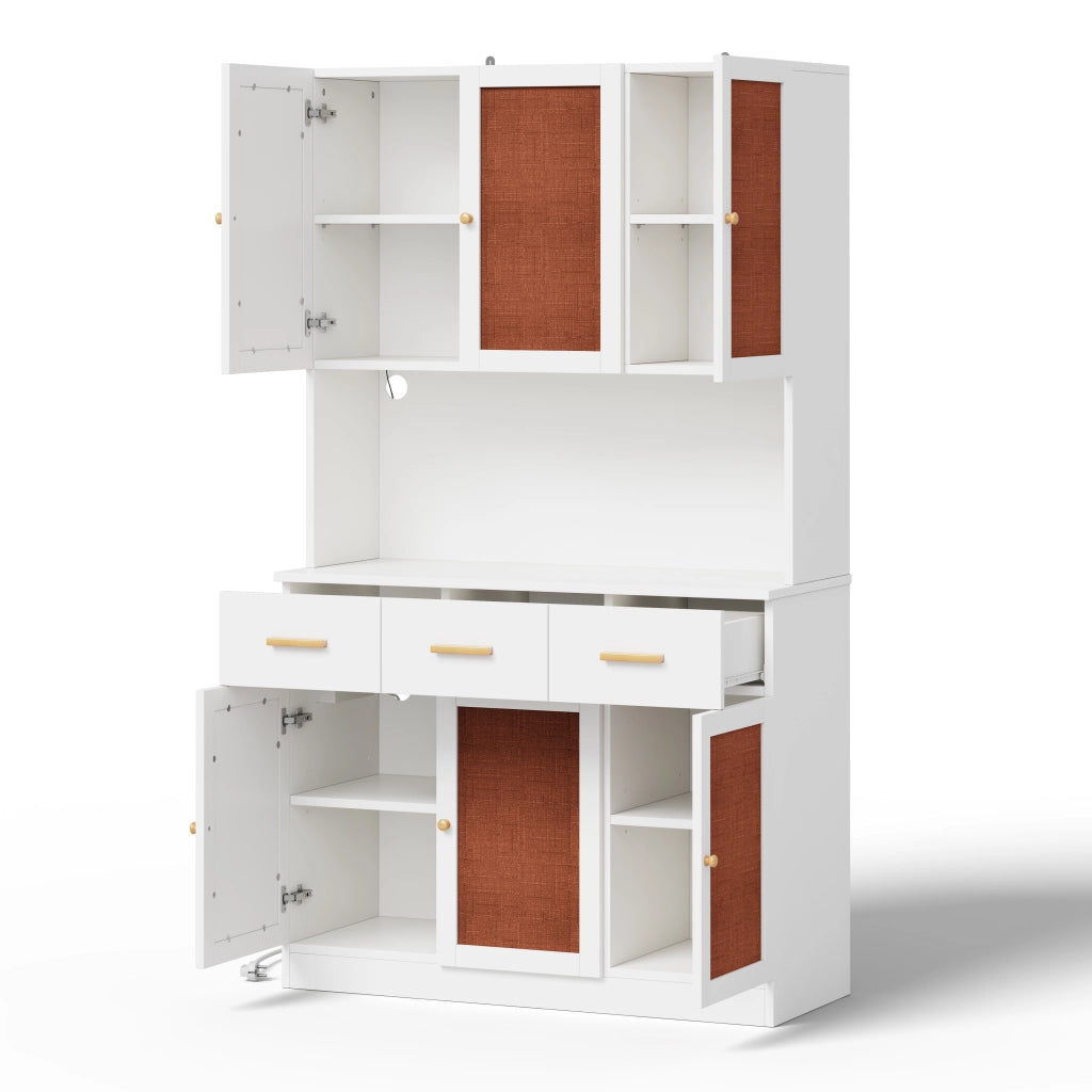Colonna cucina con ante; cassetti; vano aperto; LED e presa con USB per cucina e sala da pranzo; 105×43×182 cm
