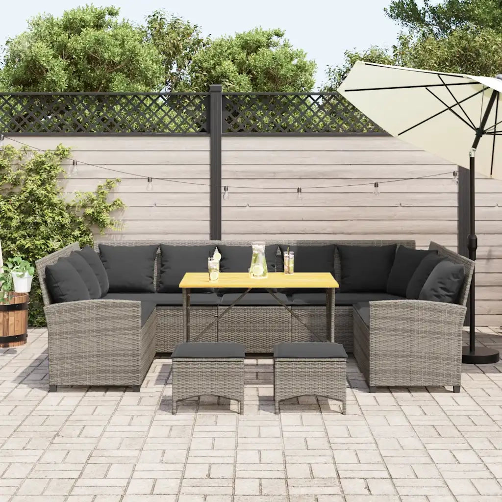 Set Divani da Giardino 4 pz con Cuscini in Polyrattan Grigio 3365339