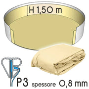 Liner Per Piscina A Forma Circolare  6,00 X H. 1,50 M Sabbia - Attacco P3 - Spessore 0,80 Mm Altezza: 1.50 m, Colore: Sabbia, Tipo attacco: P3