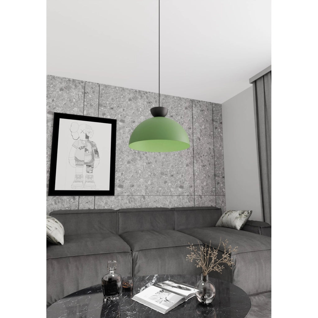 Lampada a sospensione Lunaro verde con dettagli nero opaco