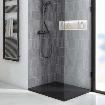 Piatto doccia quadrato 90x90 H3 cm in ceramica nero opaco con antiscivolo  Ruy