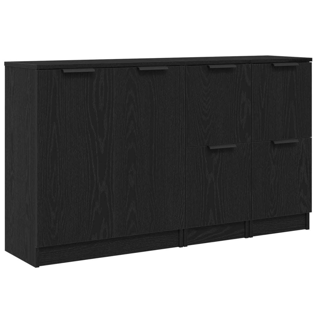 Credenza 3 pz | Madia | Buffet da pranzo | Armadio da pranzo Rovere Nero Legno multistrato