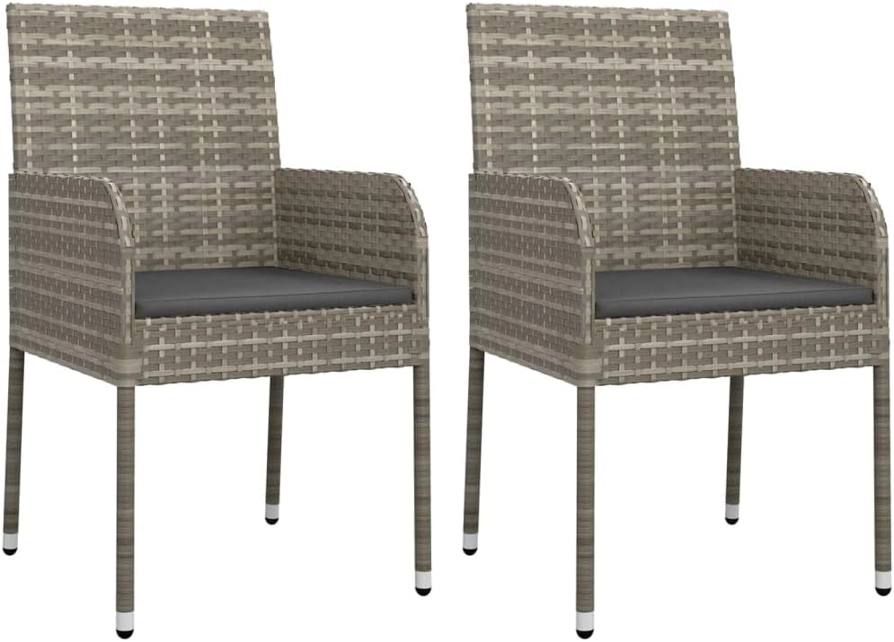 Set da pranzo giardino 7 pezzi e cuscini in rattan sintetico grigio, set tavolo e sedie da giardino, tavolo da terrazza all'aperto e sedie, set terrazza, mobili da giardino esterno - 3213512