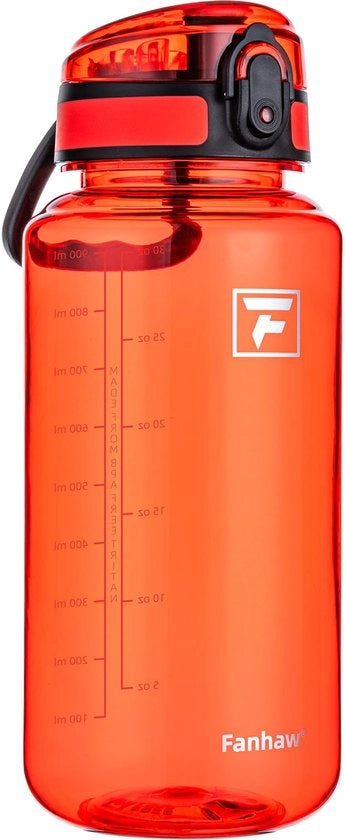 Filtro acqua 1L/32Oz con coperchio Chug – BPA libero, Tritan, impermeabile, apertura ampia – rosso