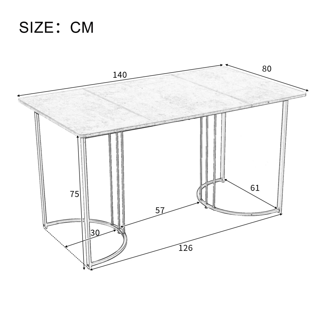 Set da pranzo 140x80x75 cm con tavolo effetto marmo; velluto beige