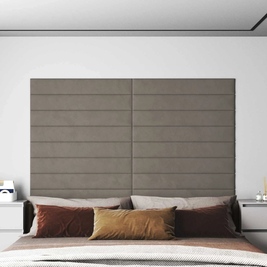 Testiera da Parete 12 pcs Grigio chiaro 90 x 15 cm Velluto 4008361