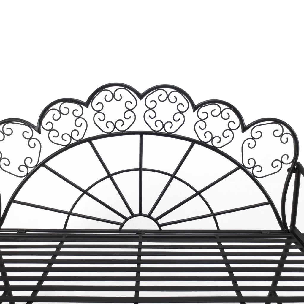Panchina da giardino robusta in acciaio inox a 2 posti; 107 x 55;5 x 90;5 cm; nero; arredamento terrazza e parco