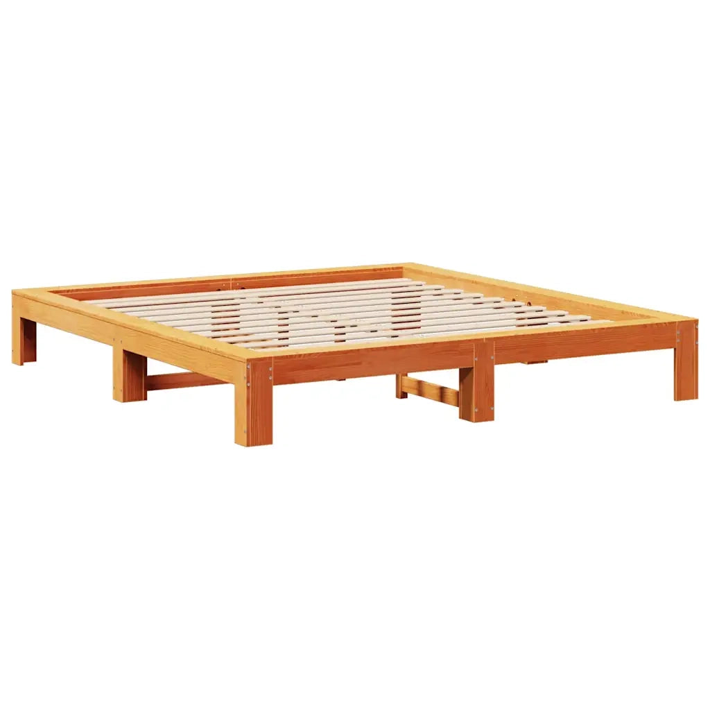 Letto senza Materasso Marrone Cera 160x200 cm in Legno di Pino