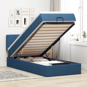 Pouf Letto con Materasso Blu 100x200 cm in Tessuto