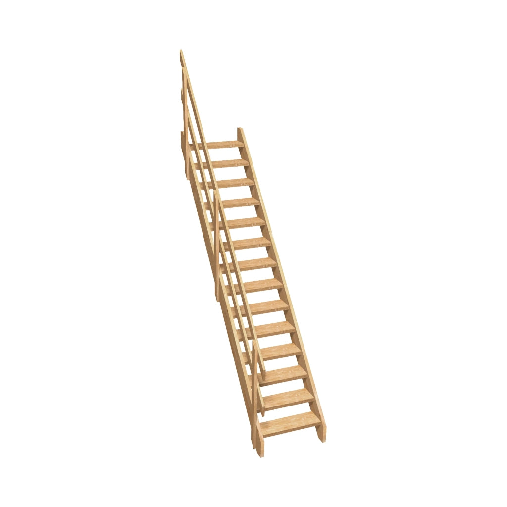 NORMANDIE - Scala dritta in legno con 2 binari
