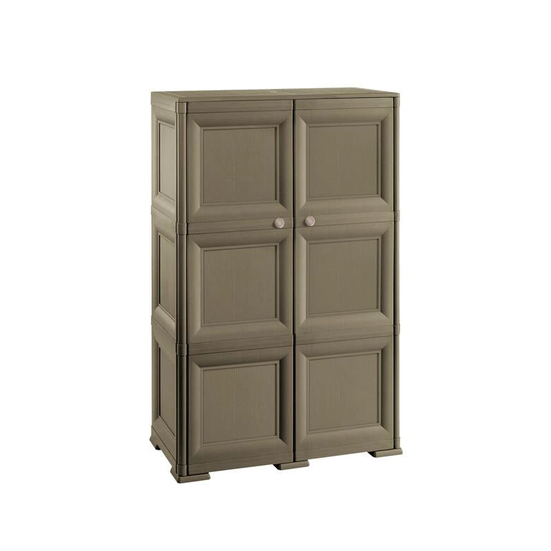 MOBILE MULTIUSO 2 ANTE WENGÉ 79X43X125 CM CON 3 MODULI E 6 TASCHE LATERALI – CONTENITORE VERTICALE SALVASPAZIO PER ORGANIZZAZIONE CASA