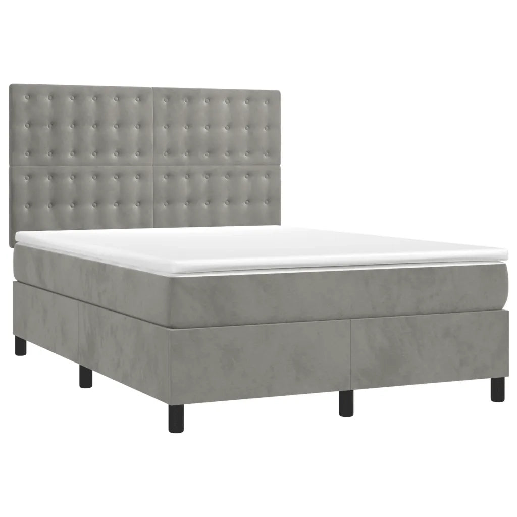 Giroletto a Molle con Materasso Grigio Chiaro 140x190cm Vellutocod mxl 75877