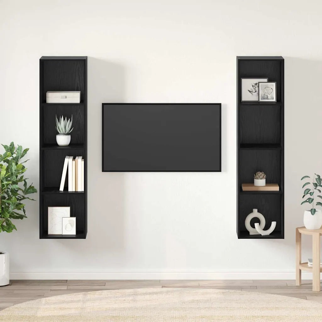 Set mobile TV 2 pcs Nero 37 x 37 x 142,5 cm Legno multistrato 3393538