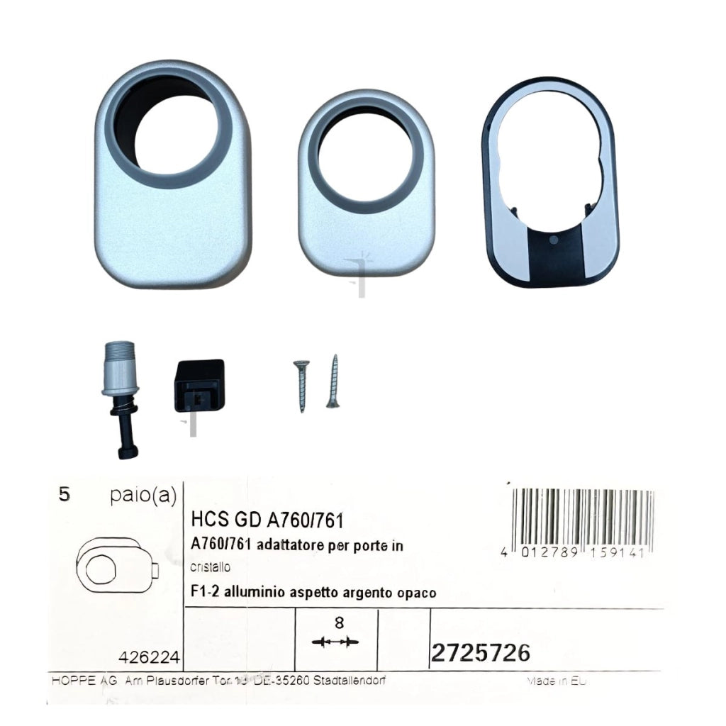 Adattatore HCS in alluminio con set canotto per porte in cristallo