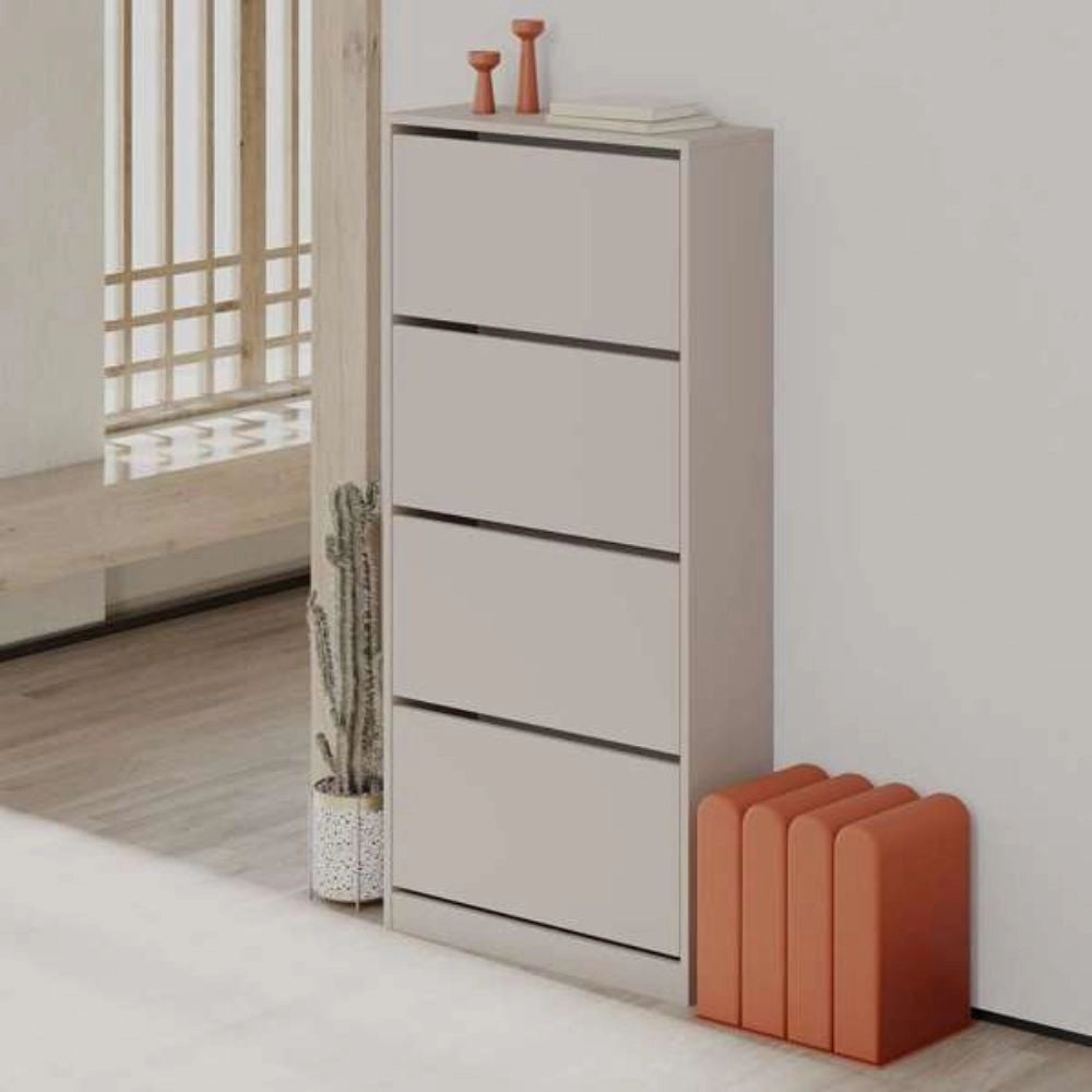 (2c) Scarpiera a ribalta light mocha con 4 ante L73 x P26 x 154.5H cm