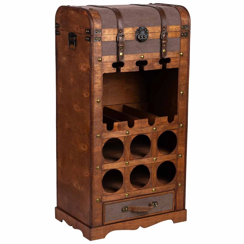 Baul porta bottiglie in legno 44x30x85h cm