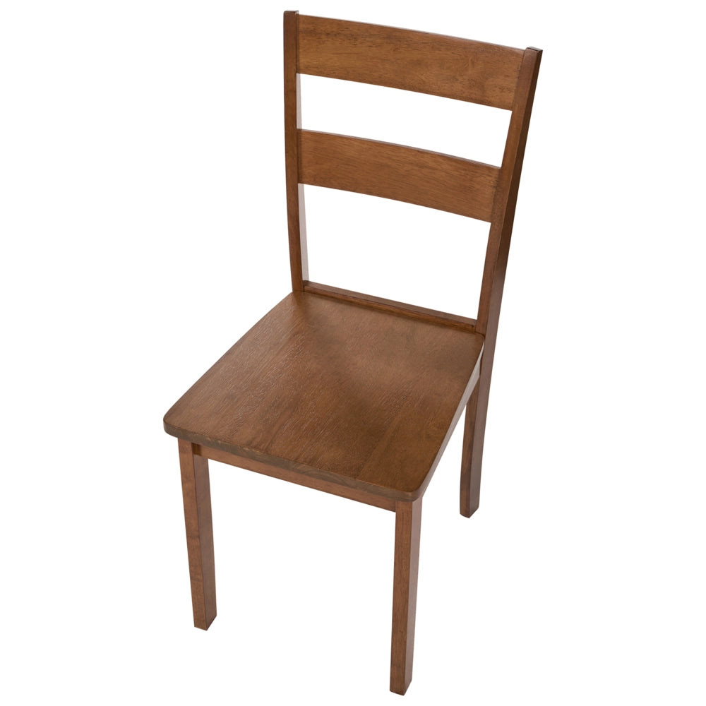 Set di 2 sedie da pranzo in stile cottage con schienale a doghe in legno di gomma marrone