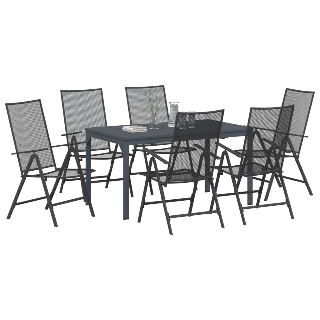 Set pranzo giardino 7 pezzi in acciaio antracite