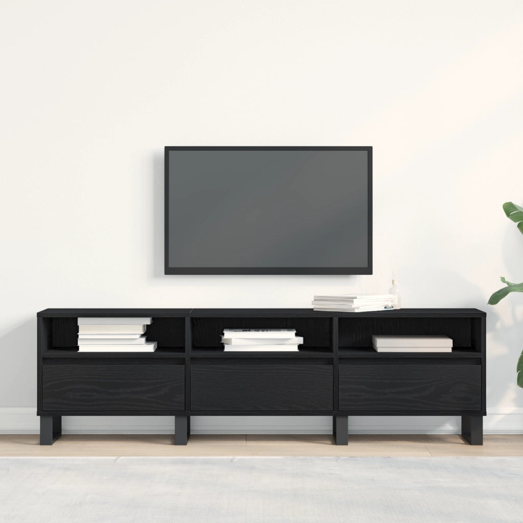 Mobile per TV Nero Rovere 150x30x44,5 cm Legno ingegnerizzato