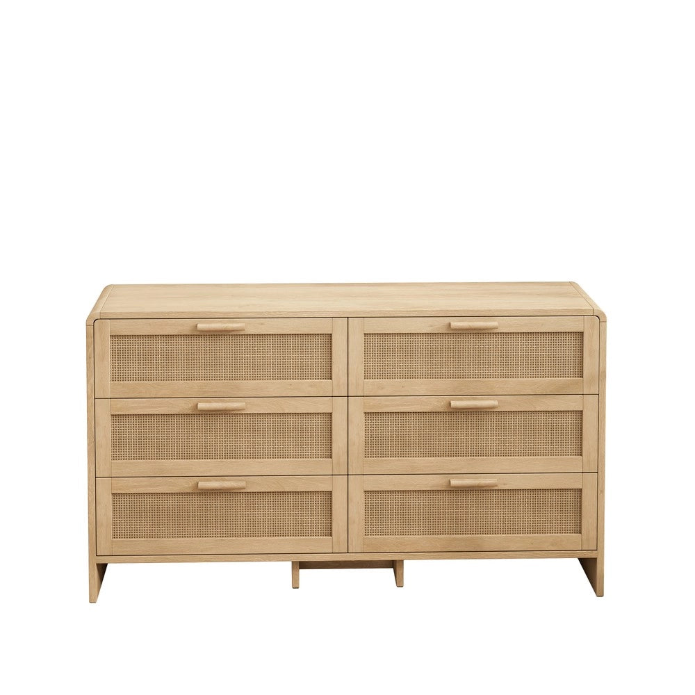 Cassettiera ad Angolo in Rattan ¨C MINIMAL ¨C 6 Cassetti, Naturale, 130 cm