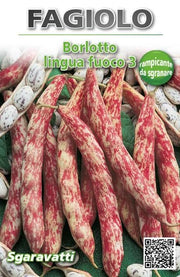 SEMI PER FAGIOLI fagiolo borlotto rampicante lingua di fuoco 3 - gr 250  - SGARAVATTI