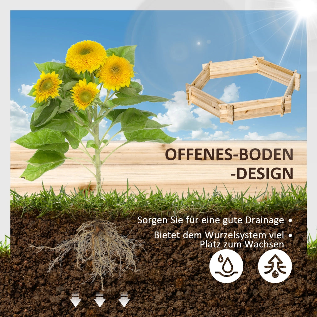 Hochbeet esagonale in legno per giardino balcone ¨C zephmum ¨C 100x92x16 cm