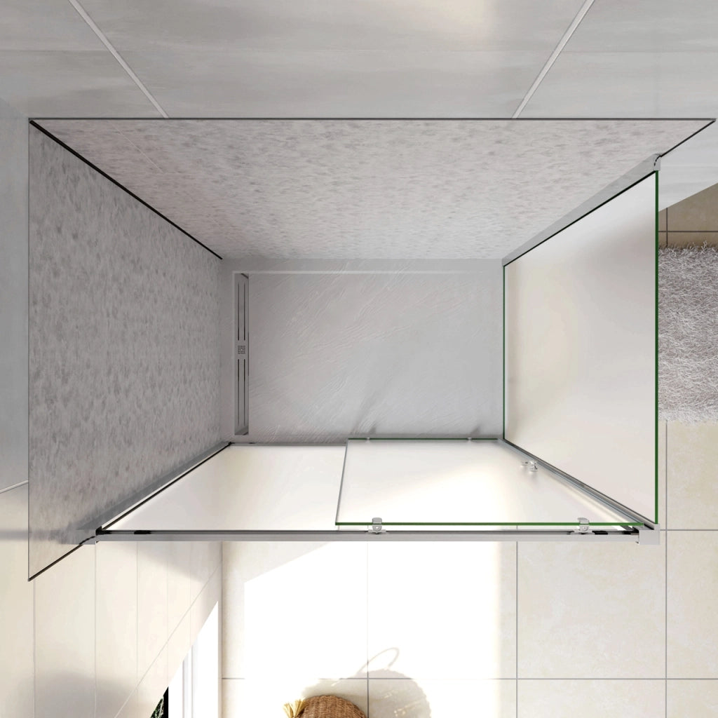 H.185 cm Box Doccia Angolare Porta Scorrevole con Parete Fissa Vetro Temperato 5 mm Satinato Opaco 110x80 cm