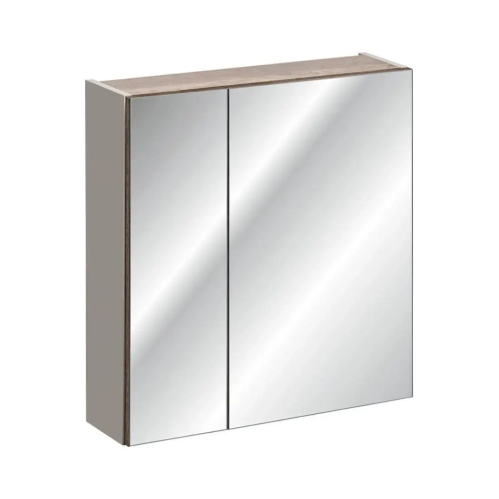 Mobile da bagno color tortora con specchi – 60 cm – 1 porta + ripiani