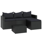 Set Divani da Giardino | Set Salotto da Giardino Nero in Polyrattan