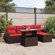 Set Divani da Giardino 6 pz con Cuscini Marrone in Polyrattan 3275134