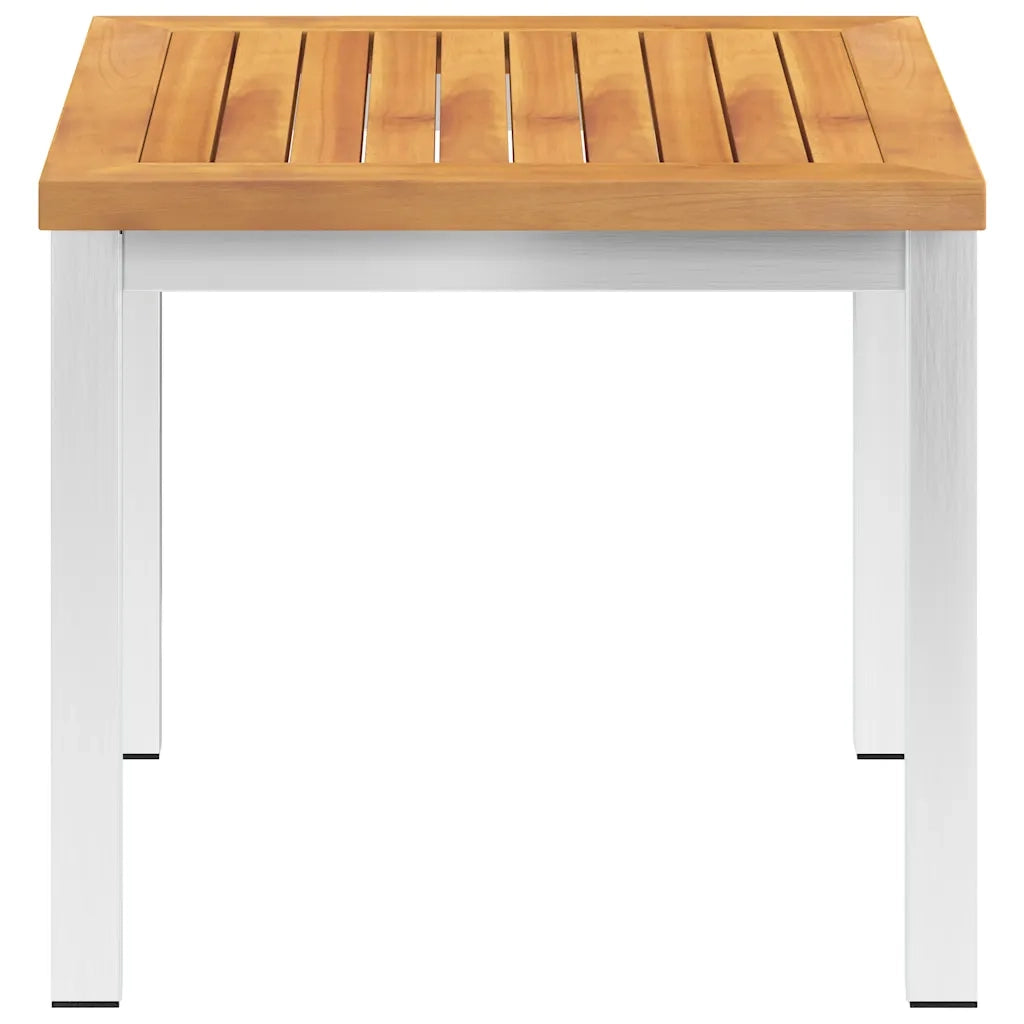 Tavolino da Giardino | Tavolino da esterno 45x45x38cm in Legno Acacia e Acciaio Inox