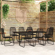 Set da Pranzo per Giardino 9 pz con Cuscini Nero 3099100