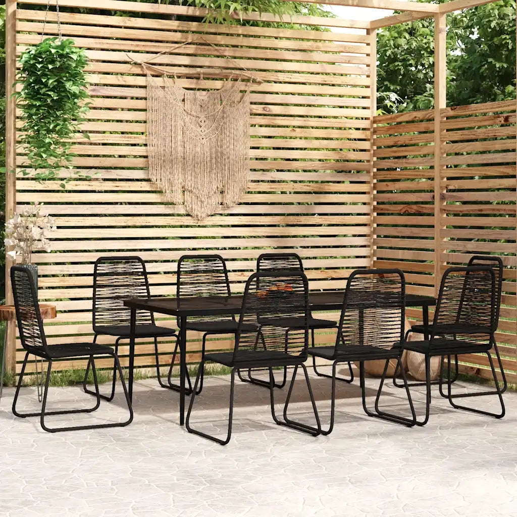 Set da Pranzo per Giardino 9 pz con Cuscini Nero 3099100