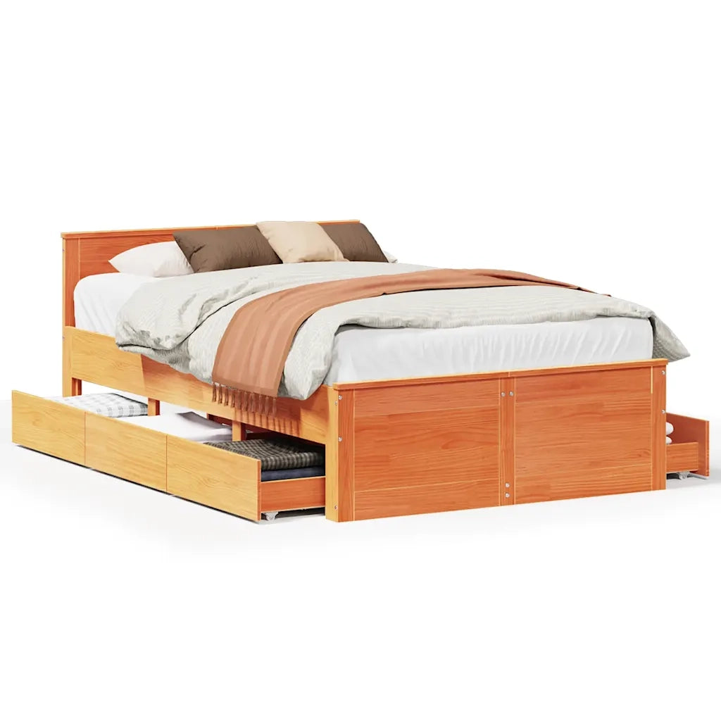 Giroletto senza Materasso con Testata Marrone Cera 135x190 Pino 3308782