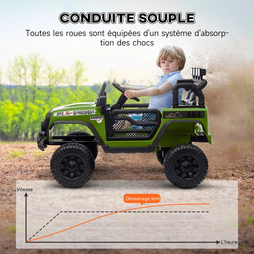 Auto elettrica per bambini Buggy 4x4 UTV ¨C zephmum ¨C Verde 12V con telecomando 2.4Ghz