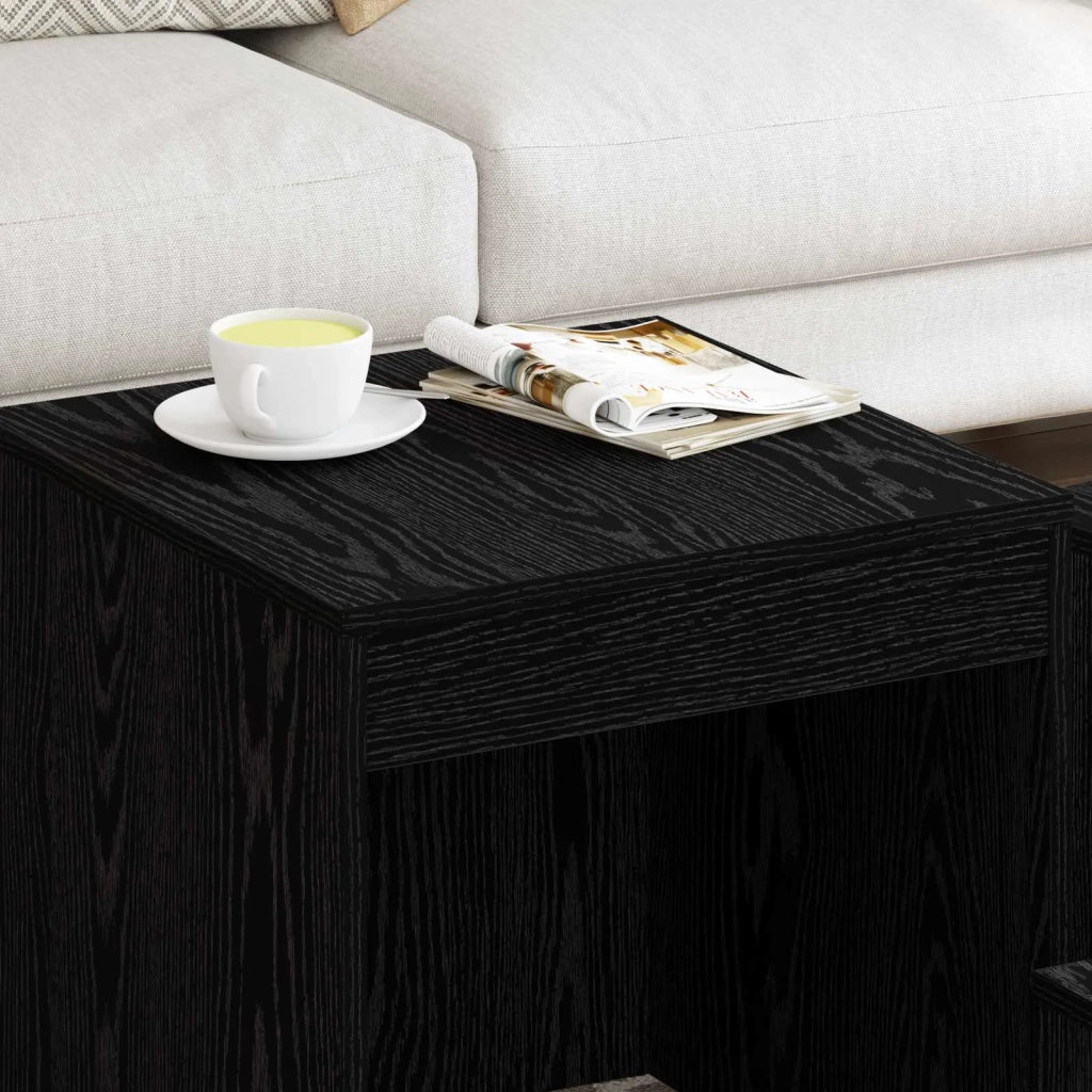 3 pz Tavolino da salotto | Tavolino da caff¨¨ | Tavolino da Soggiorno Rovere Nero Legno multistrato