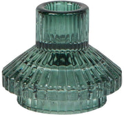 Candelaia a vetro Sage, piccola, a rilievo, candele da tavola, accessori per la casa, accessori, per uso interno ed esterno, verde grigio scuro