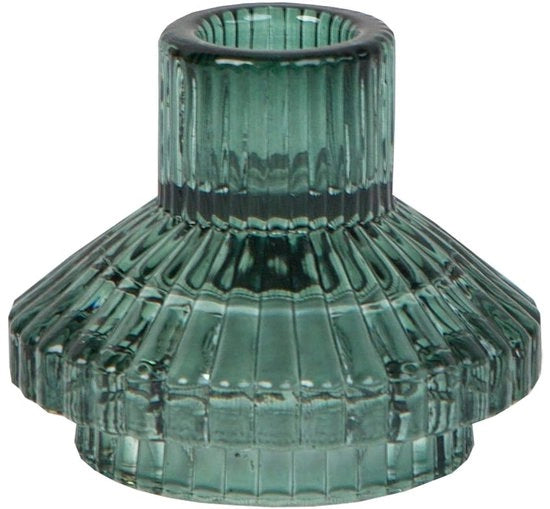 Candelaia a vetro Sage, piccola, a rilievo, candele da tavola, accessori per la casa, accessori, per uso interno ed esterno, verde grigio scuro
